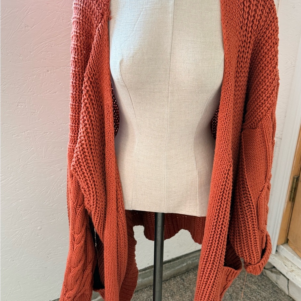 Rust Open-Front Cardigan
